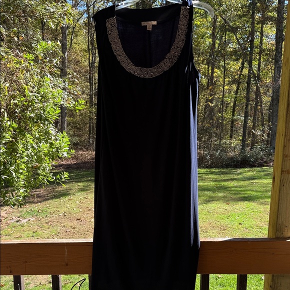 Coldwater Creek Dresses & Skirts - Coldwater Creek Elegant Navy Blue Dress with Beaded Neckline